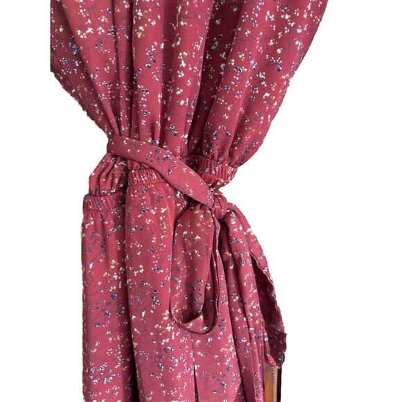 L Love Blouson Sleeve Midi Dress Sz L Floral Rust Cottagecore boho Pheasant chic - Picture 4 of 7